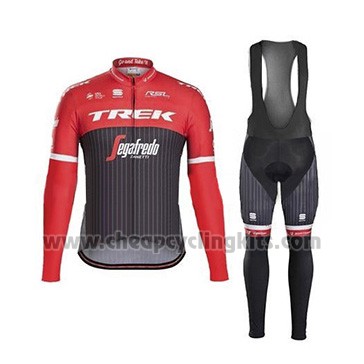 2017 Cycling Jersey Trek Segafredo Black and Red Long Sleeve and Bib Tight